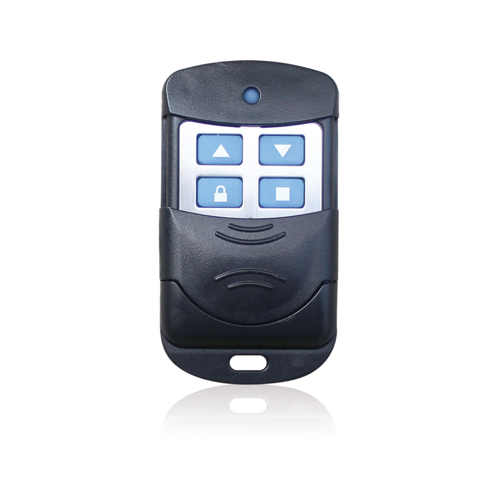 Supplied black curved control with blue four-button face, reference R6